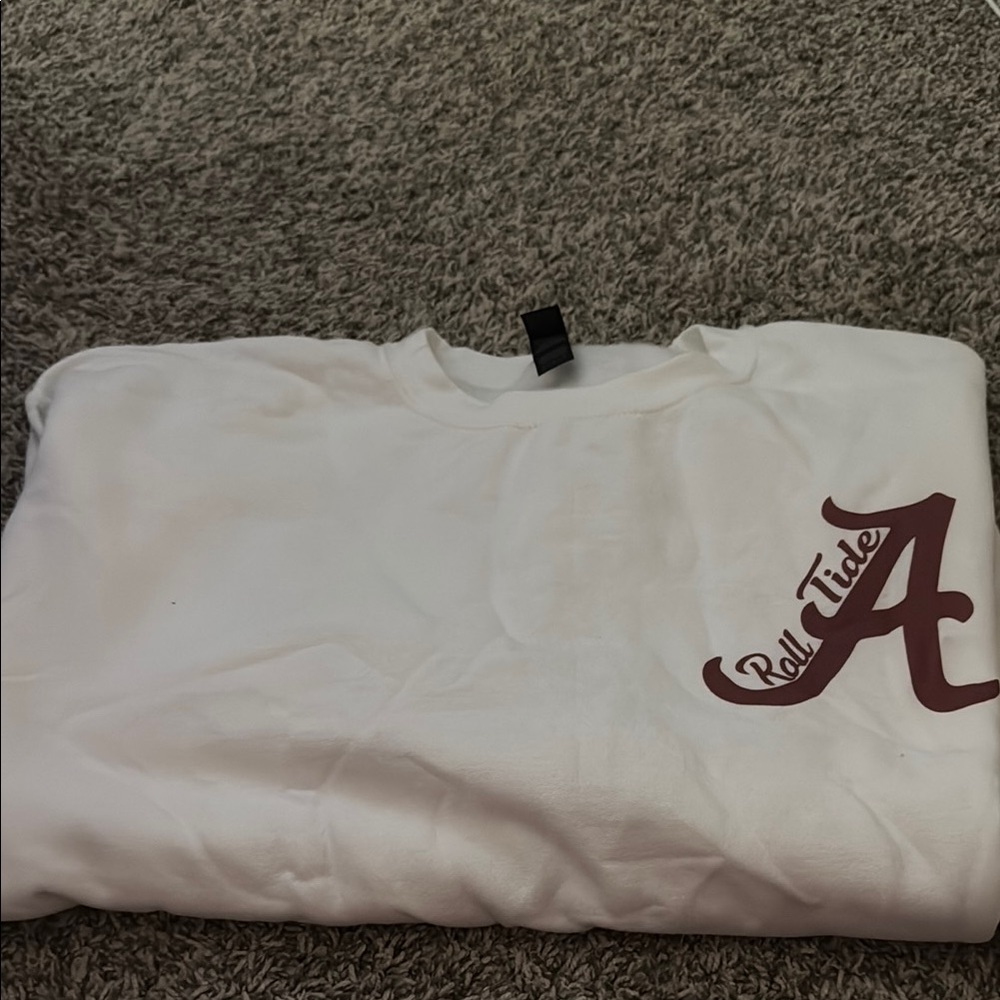 White Crewneck with Crimson Logo